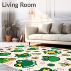 Whimsical Green Frog Pond Medley Rug