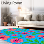 Coral Floral Tropical Foliage Rug