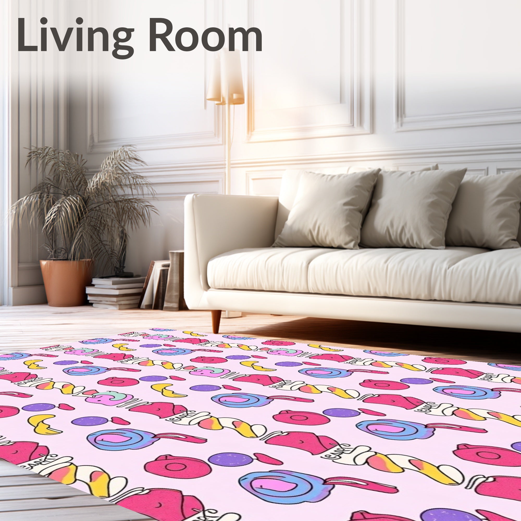 Pink Candy Swirl Abstract Shapes Rug