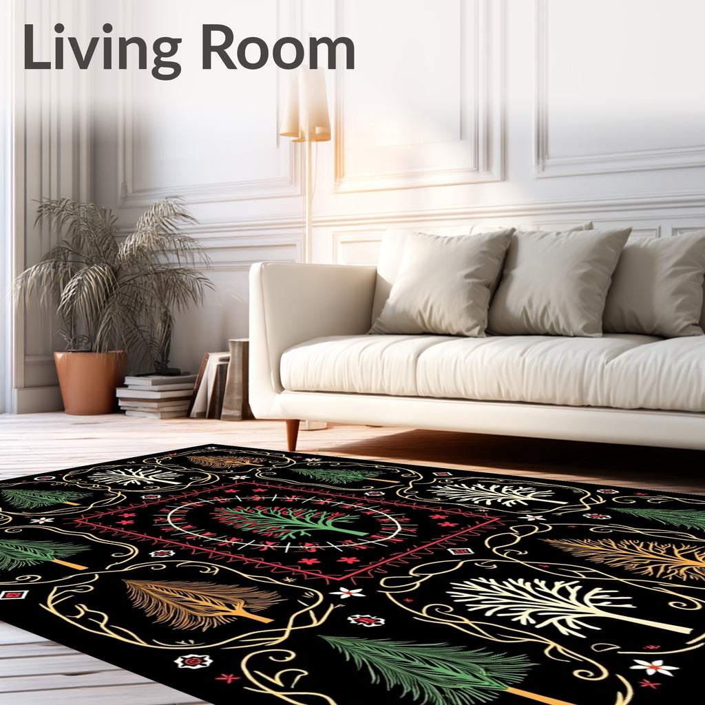 Folk Art Woodland Tree Medallion Rug