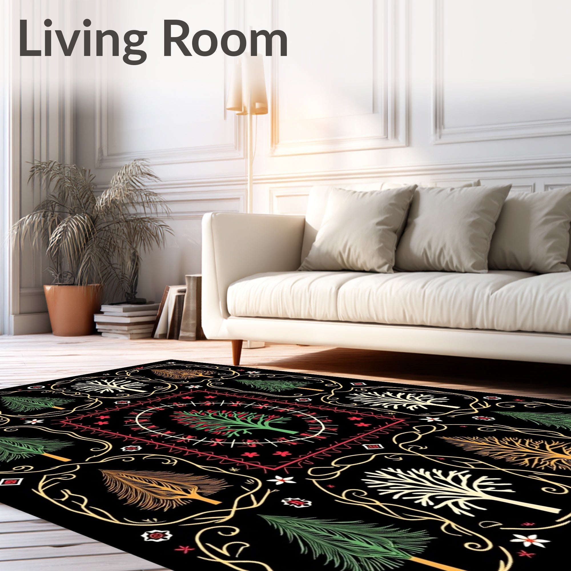 Folk Art Woodland Tree Medallion Rug