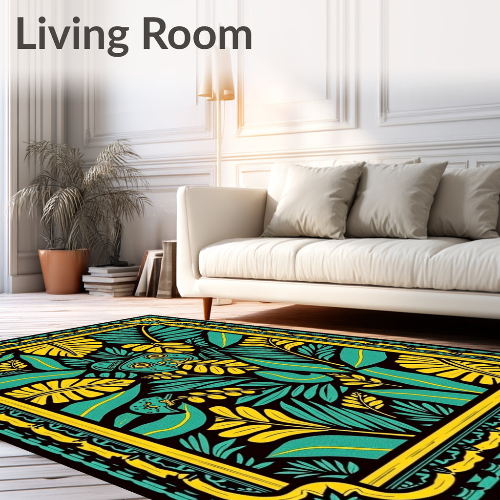 Lush Tropical Foliage With Tribal Accents Rug