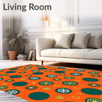 Orange Teal Yellow Floral Circles Rug