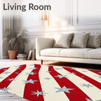 Red White Striped Starburst Arrangement Rug