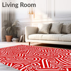 Red Swirl Foliage Abstract Rug
