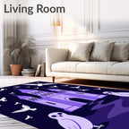 Purple Castle with Owls and Birds Rug