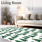 Green Forest Trees with Gold Accents Rug