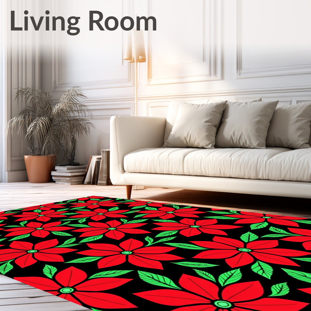 Bold Red Floral Foliage Rug