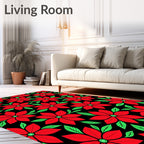 Bold Red Floral Foliage Rug