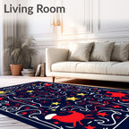 Festive Red Reindeer Sleigh Starburst Rug