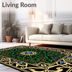 Rich Emerald Floral Art Nouveau Rug