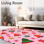 Pink Festive Bell And Star Scatter Rug