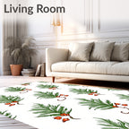 Green Pine Sprigs with Orange Berries Rug