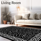 Black White Swirl Celtic Border Rug