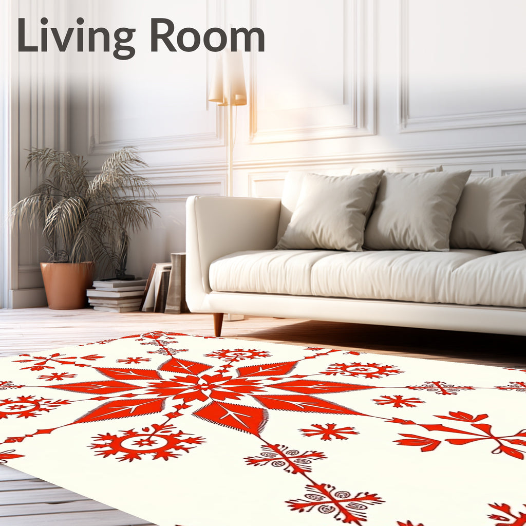 Red Orange Floral Mandala Elements Rug