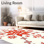 Red Orange Floral Mandala Elements Rug