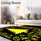 Yellow Christmas Tree Folk Art Rug