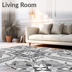 Monochromatic Geometric Star Medallion Rug