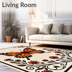 Monarch Butterfly Floral Frame Rug