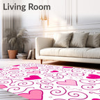 Pink Hearts Swirls Rug