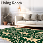 Green Forest Christmas Tree Snowflakes Rug