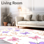 Pastel Purple Pink Butterfly Branches Rug