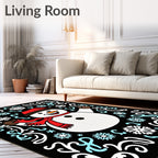 Happy Snowman Winter Snowflake Border Rug