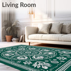 Emerald Floral Medallion Frame Rug