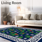 Christmas Holly Snowflakes Border Rug