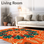 Vibrant Orange Holly Berry Medallion Rug
