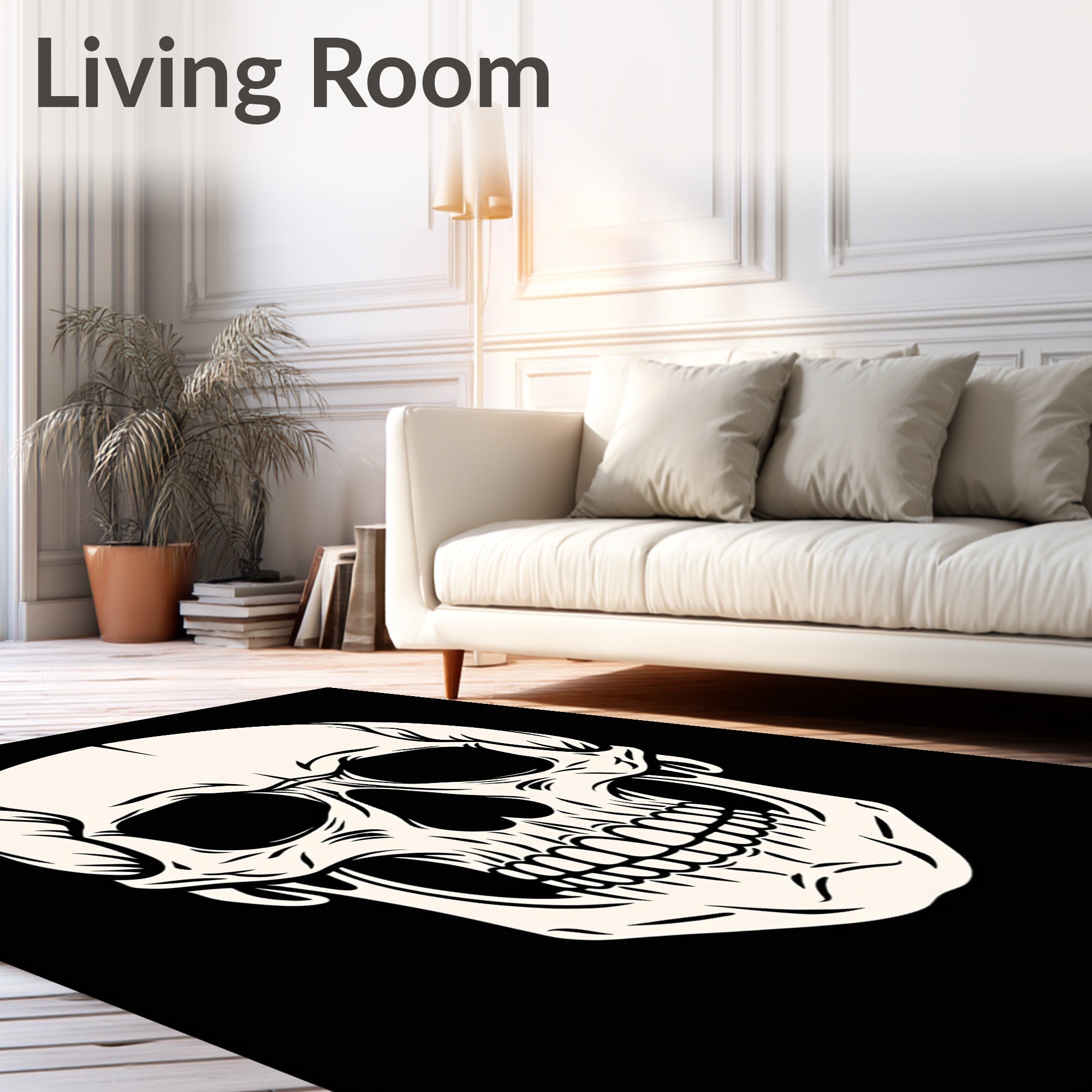 Classic Beige Skull Portrait Rug