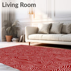 Crimson Swirl Abstract Curves Rug