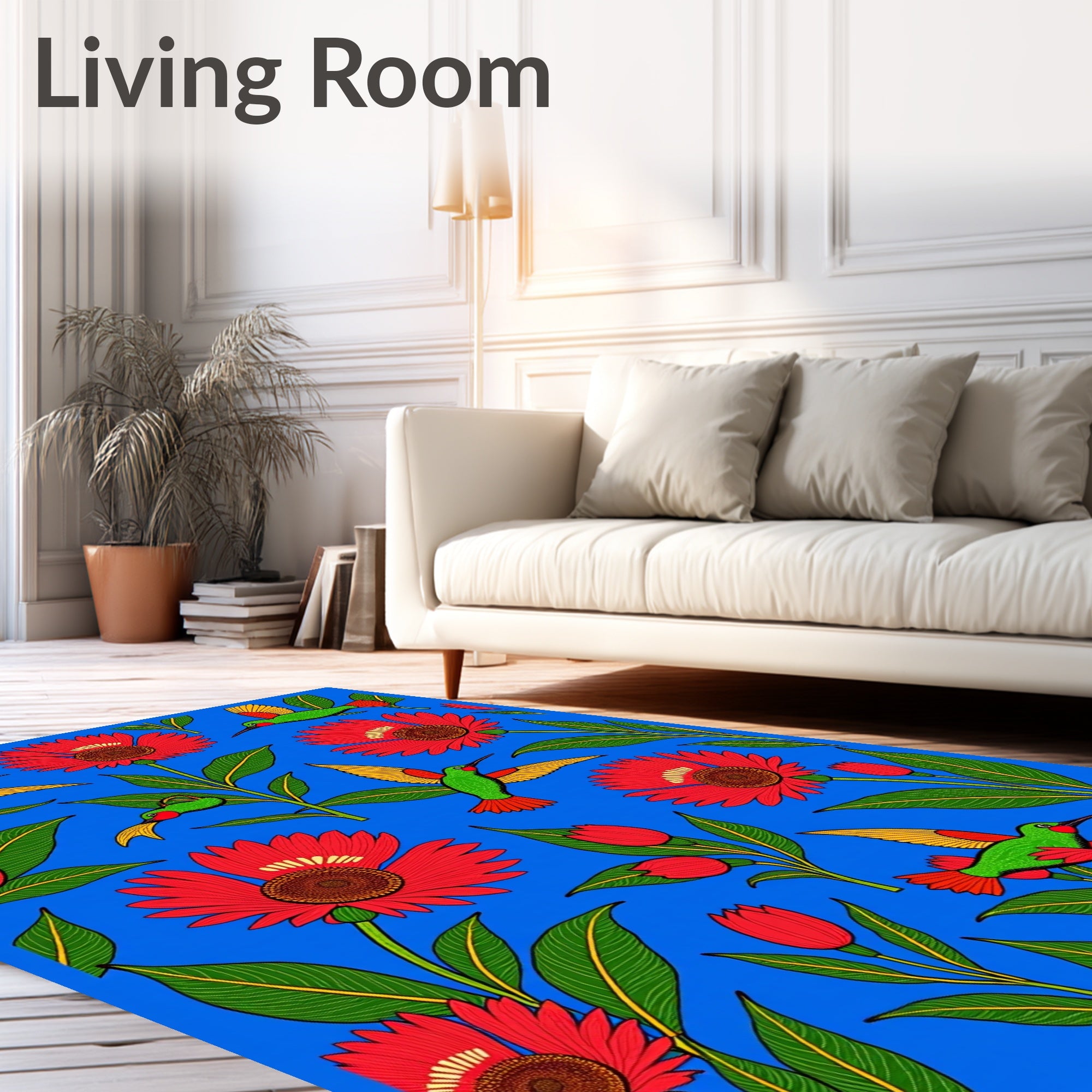 Vibrant Red Hummingbird Garden Rug