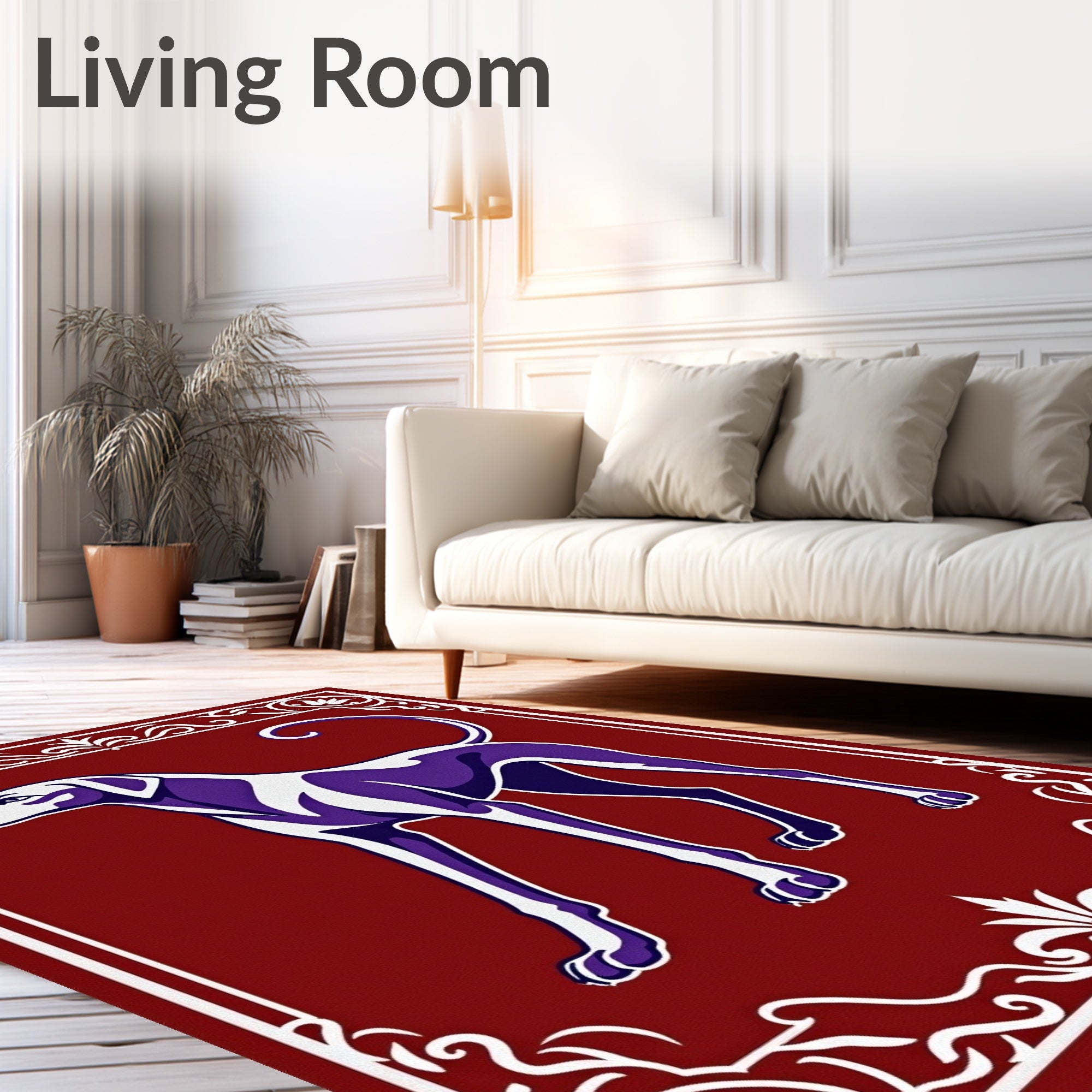 Regal Red Gilded Dog Border Rug