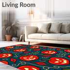 Halloween Red Jack-o'-Lantern Repeating Pattern Rug