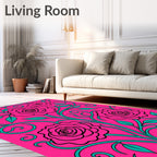 Bold Pink Floral Vine Swirl Rug