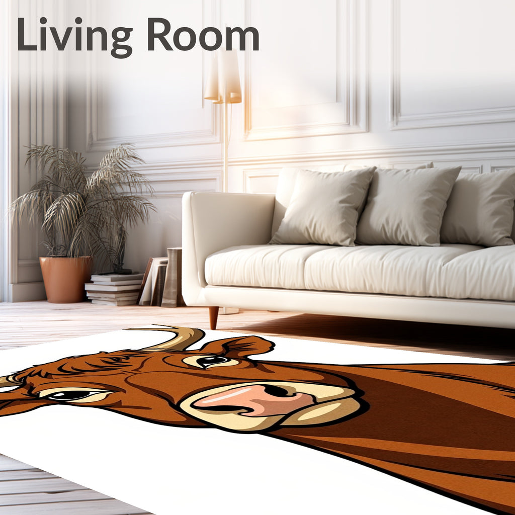 Brown Bull Head Realistic Portrait Rug
