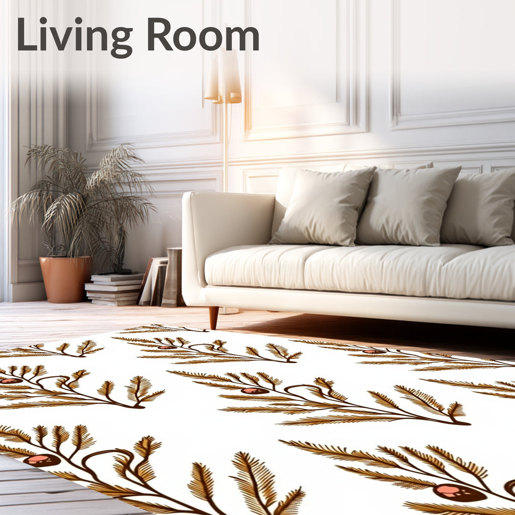Brown Pine Branch Berry Repeat Rug