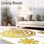 Golden Snowflake Mandala Art Rug