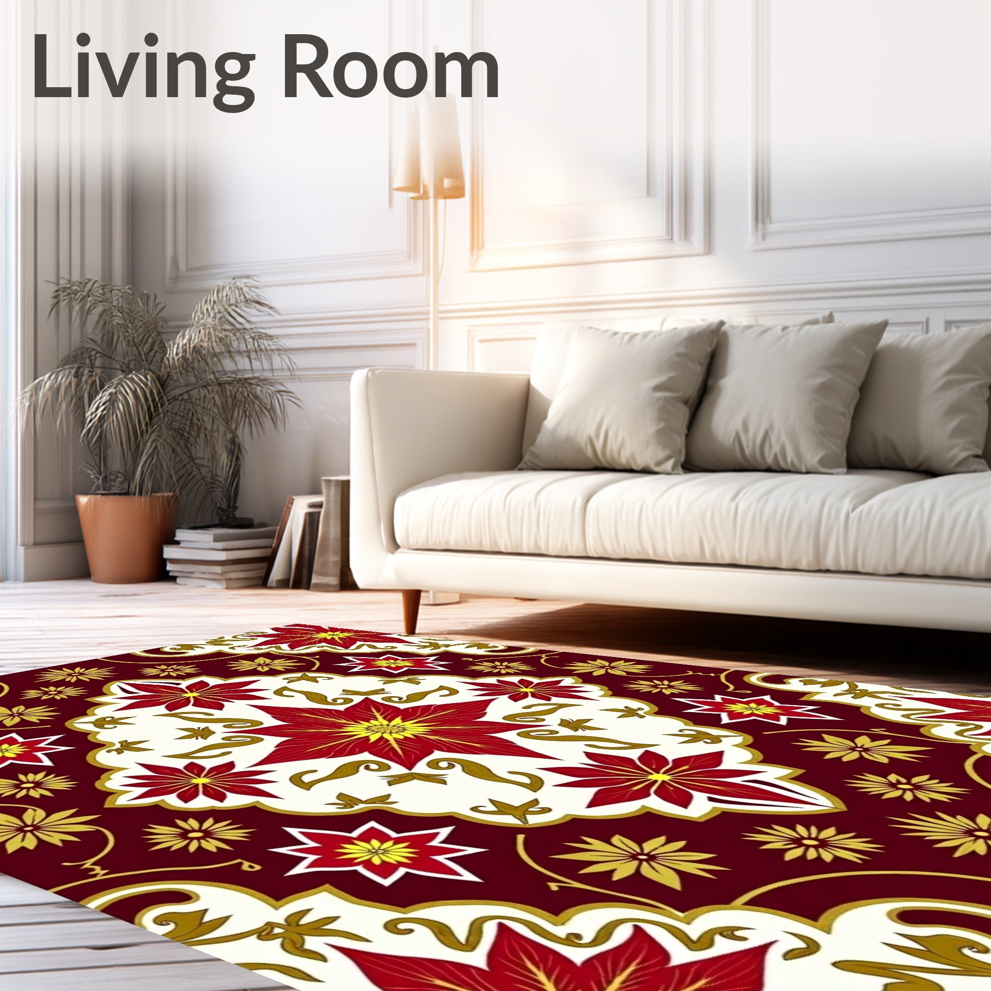 Deep Red Bloom Centerpiece Rug