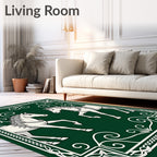 Emerald Green Twin Horse Heraldic Rug