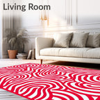 Bold Red Organic Swirl Rug