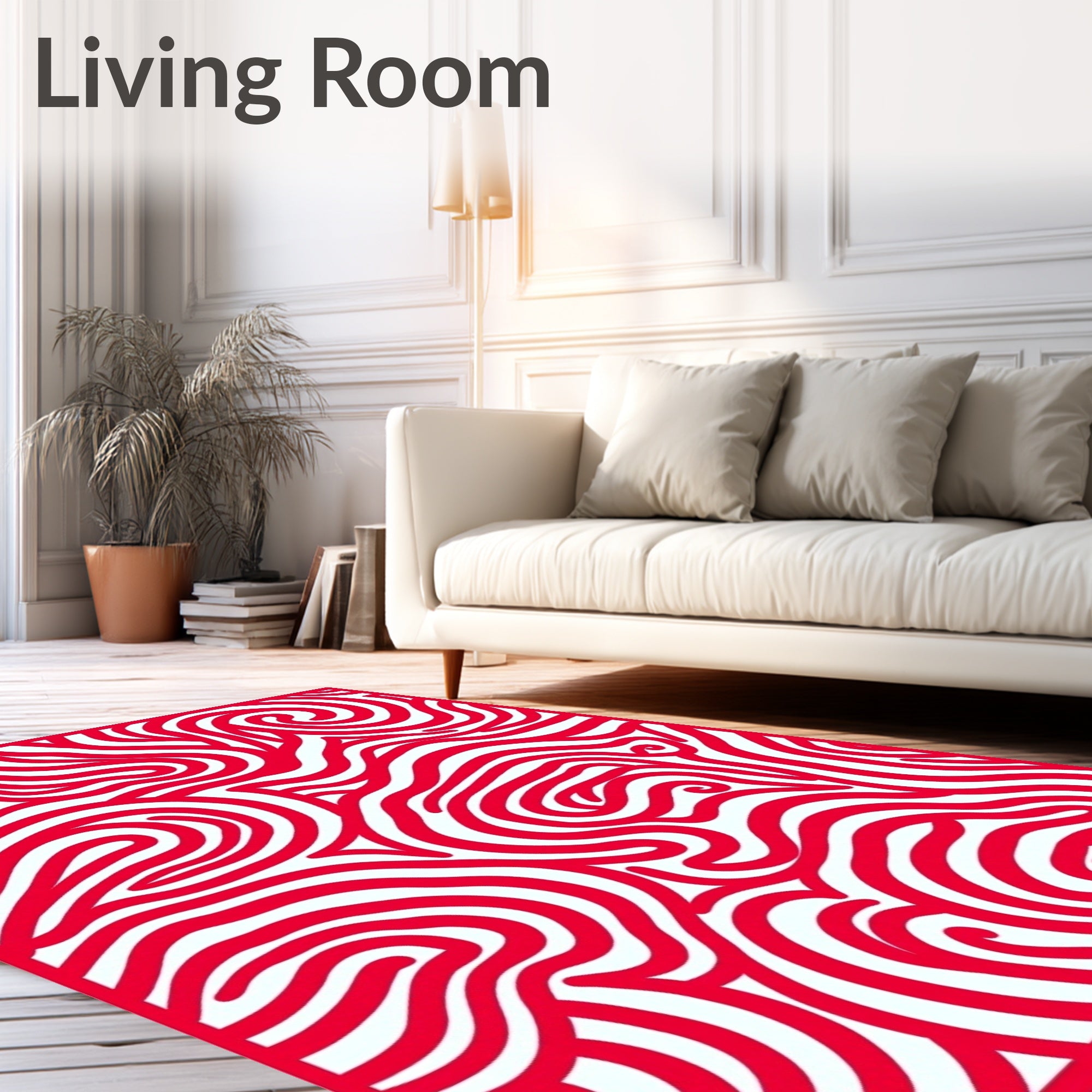 Bold Red Organic Swirl Rug