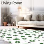 Green Palm Frond Medallion Collage Rug