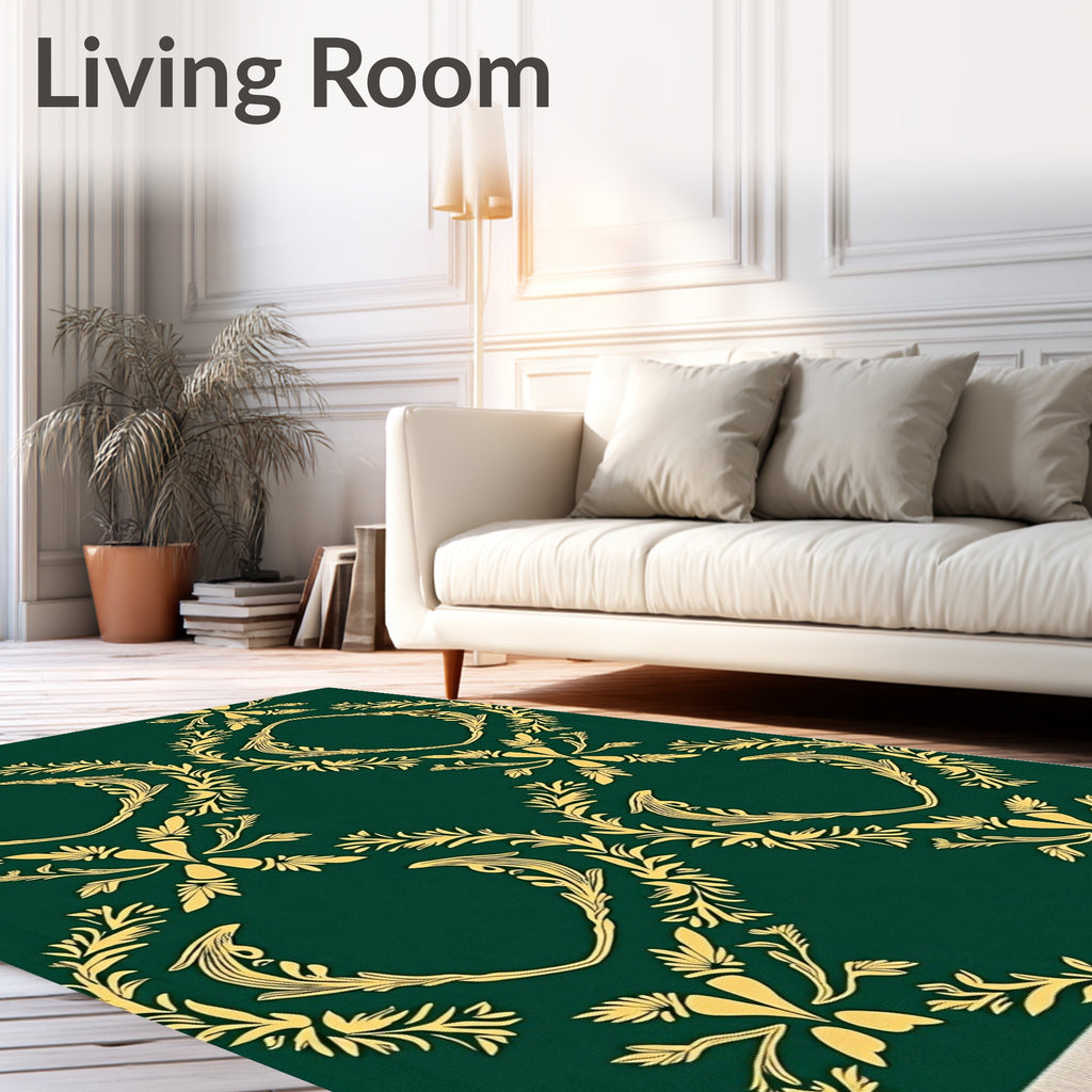 Emerald Gold Laurel Medallion Rug