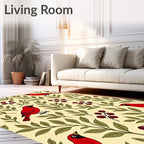 Red Cardinal Branch Berry Arrangement Rug