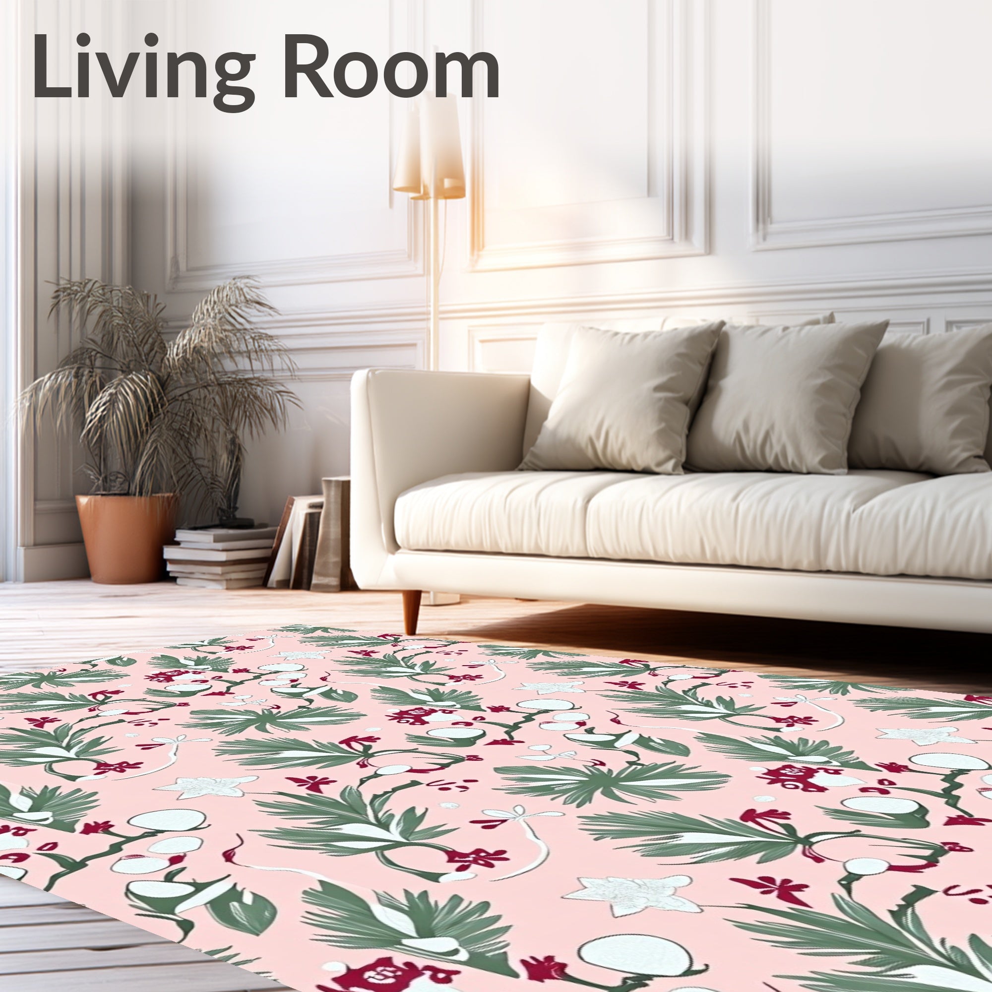 Whimsical Berry Blossom Tropical Leaves Rug
