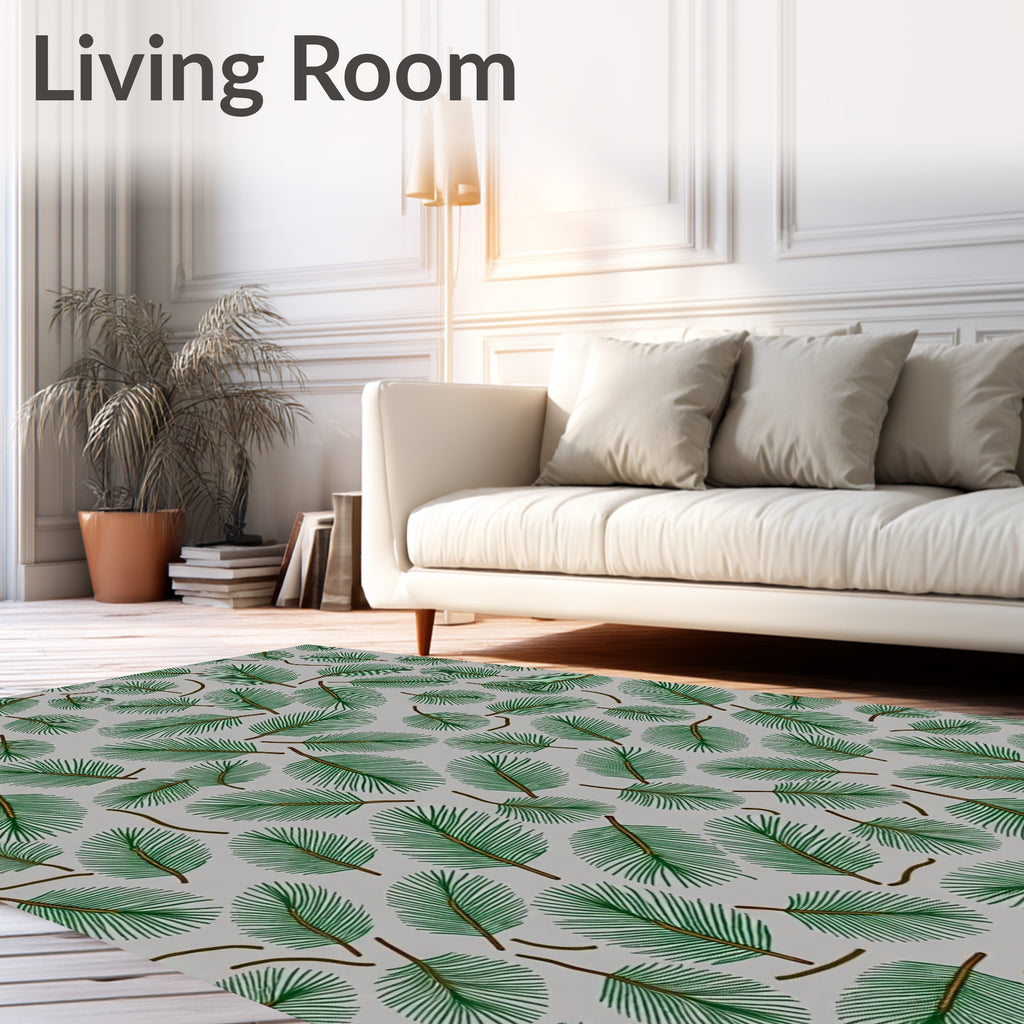 Green Pine Needles Scattered Texture Rug