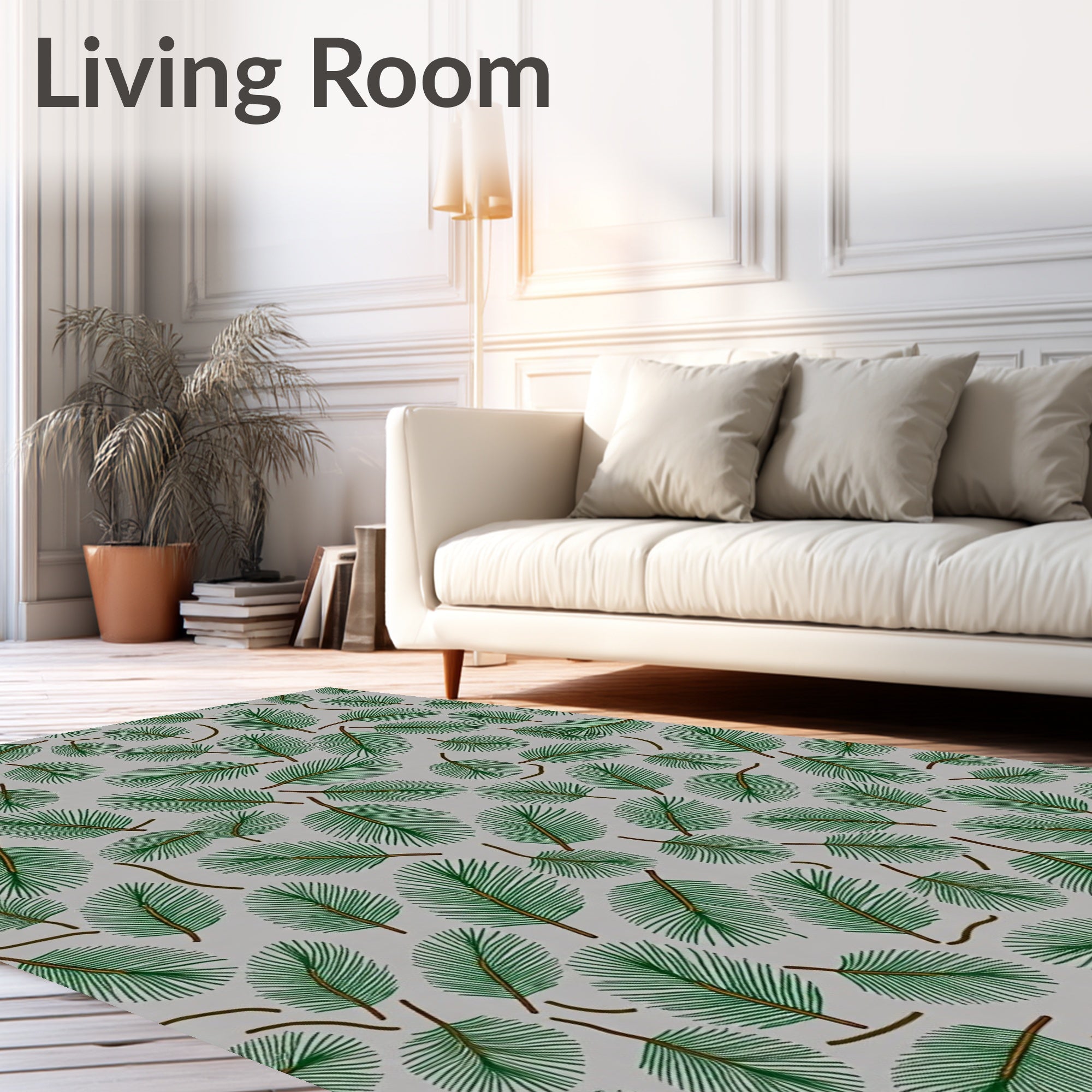 Green Pine Needles Scattered Texture Rug