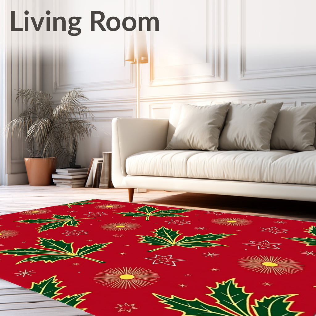 Festive Red Holly Starburst Cluster Rug